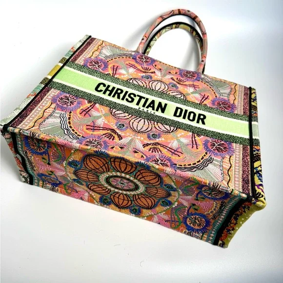 Christian Dior DIOR BOOK Tote Bag Large Pink Multicolour Canvas New - Picture 4 of 7